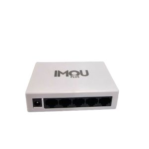 سوییچ شبکه 5 پورت ایمو پلاس مدل IM_2005_G با بدنه فلزی، سرعت 10/100/1000Mbps، ظرفیت 10Gbps و نصب آسان؛ مناسب شبکه خانگی، اداری و دوربین مداربسته.