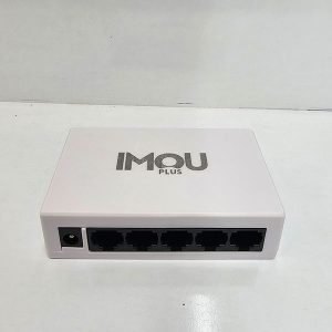 سوییچ شبکه 5 پورت ایمو پلاس مدل IM_2005_G با بدنه فلزی، سرعت 10/100/1000Mbps، ظرفیت 10Gbps و نصب آسان؛ مناسب شبکه خانگی، اداری و دوربین مداربسته.